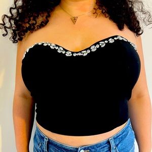 Black Bustier with White Rhinestone